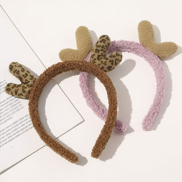 Autumn Winter Fleece Head Hoop For Women Children Cartoon Antlers Hair Hoop Fashion Xmas Hair Accessories Plush Simple Headband daiiibabyyy